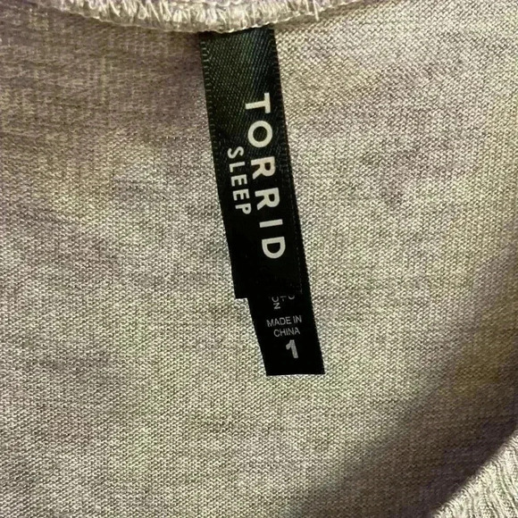 Torrid sleep top crewneck Heather purple long sleeves lightweight 1X - Picture 5 of 6